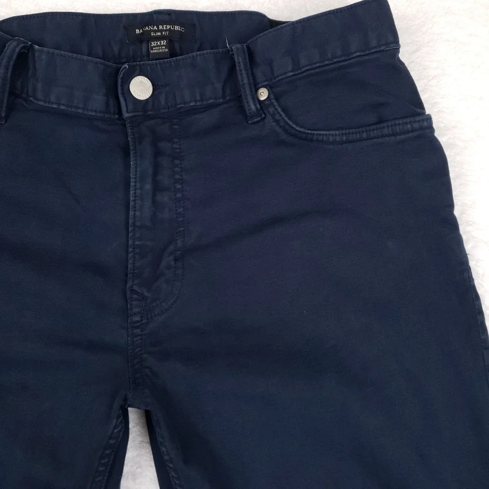Banana Republic Slim Fit Pants Mens 32x32 Blue Flyweight Stretch Chino Casual